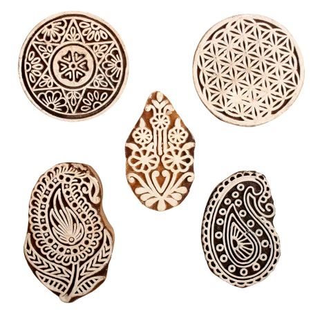 Set of 5 Piece New Mix Wooden Printing Block